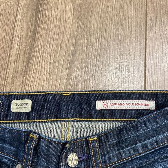 AG Adriano Goldschmied Tomboy Boyfriend Distressed Cropped Blue Denim Jeans 24 - Picture 12 of 12